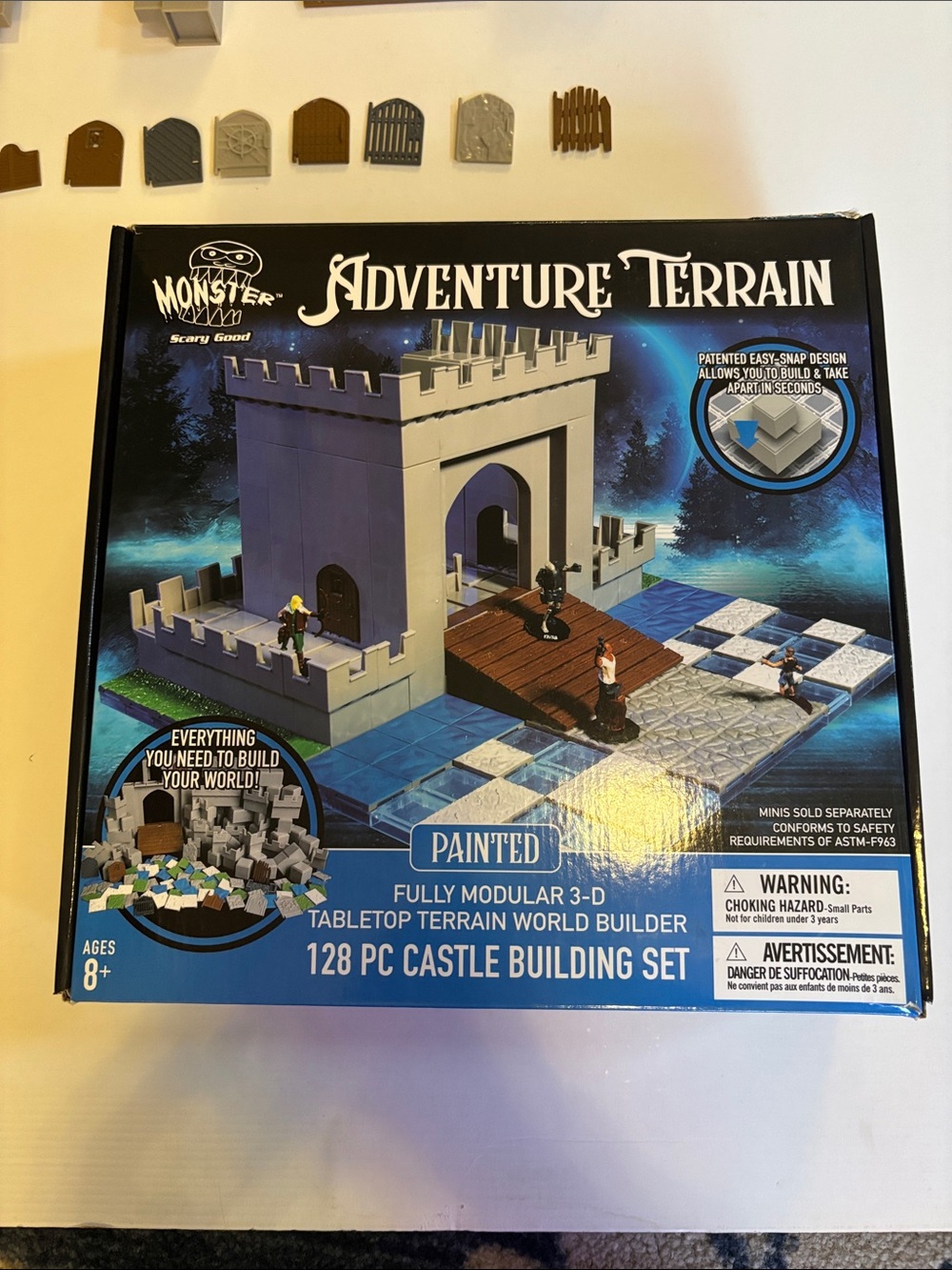 Painted Gray 128-Piece Castle Building Set